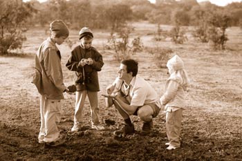 Children with field guide